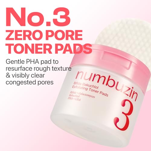 numbuzin No.3 Bifida Bakuchiol Exfoliating Toner Pads 6.42 fl oz
