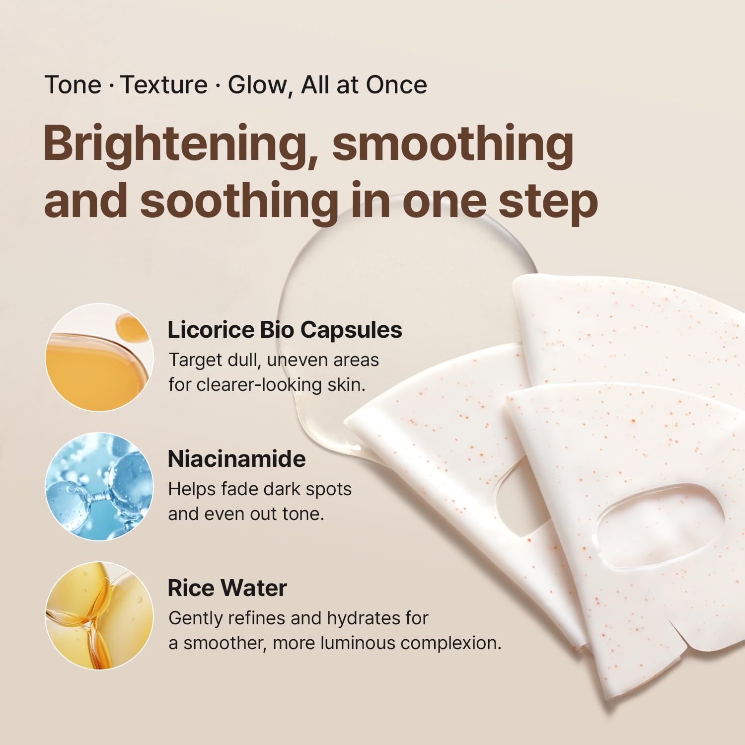 Licorice pH Balancing Real Toning Capsule Gel Mask - Hydrating Overnight Face Mask for Glass Skin, Niacinamide & Low Molecular Collagen | 1.19oz x 4ea