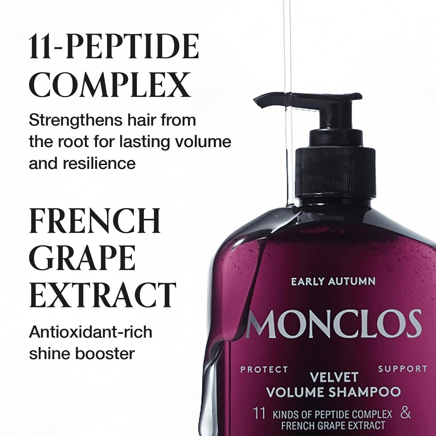 Velvet Shampoo 16.9 fl oz - Volume Shampoo for Fine and Thinning Hair Sulfate-Free Peptide-Infused Formula for Soft Shiny Hair and Root Volumizing