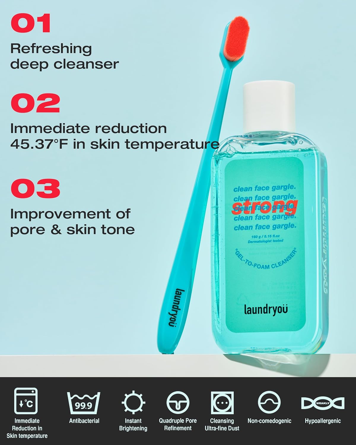 Gel-to-Foam Facial Cleanser PHA Exfoliating Face Wash 5.64 fl oz | 100-LY-STRONG-002