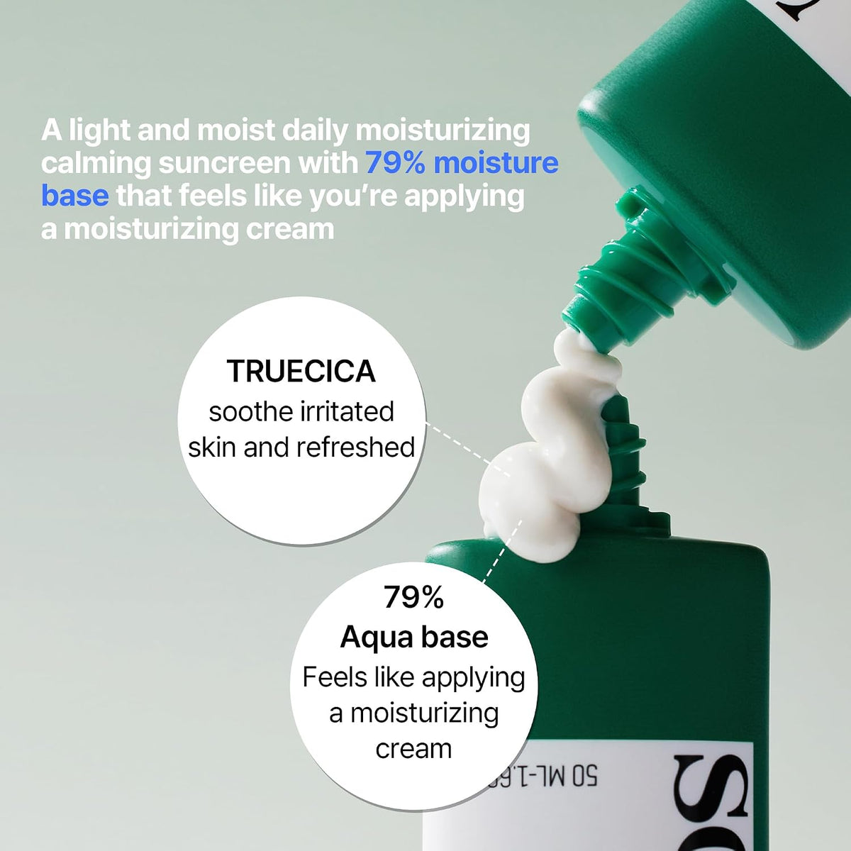 Truecica Aqua Calming Sunscreen SPF 50+ 1.69 fl oz