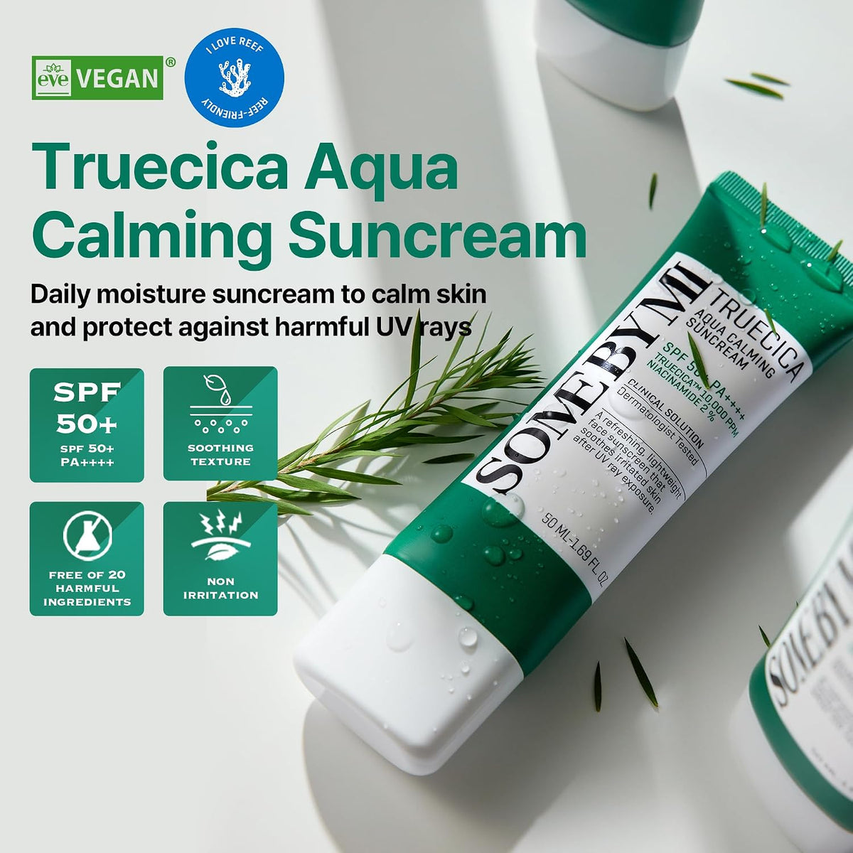 Truecica Aqua Calming Sunscreen SPF 50+ 1.69 fl oz