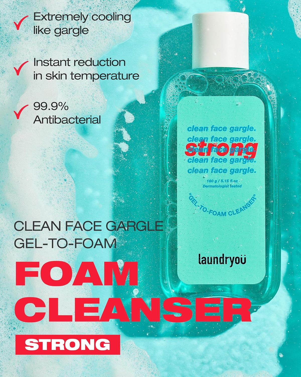 Gel-to-Foam Facial Cleanser PHA Exfoliating Face Wash 5.64 fl oz | 100-LY-STRONG-002